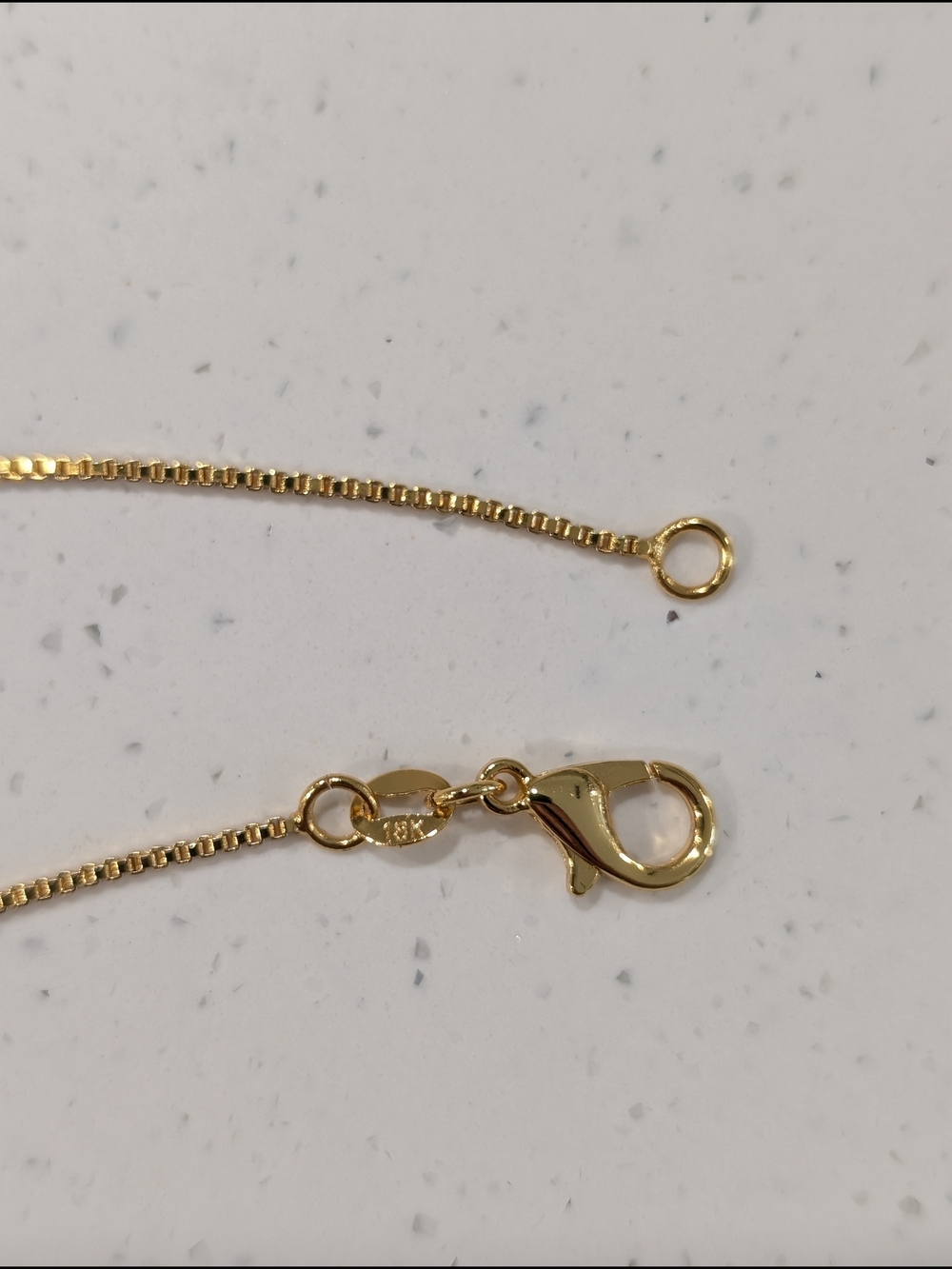 Real 18K Gold Plated Over 925 Sterling Silver Box Chain Necklace